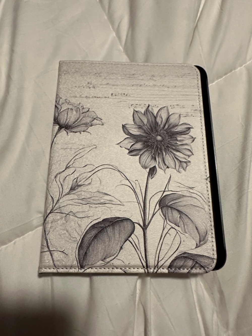 Floral Tablet Folio Case - Gray Floral Design